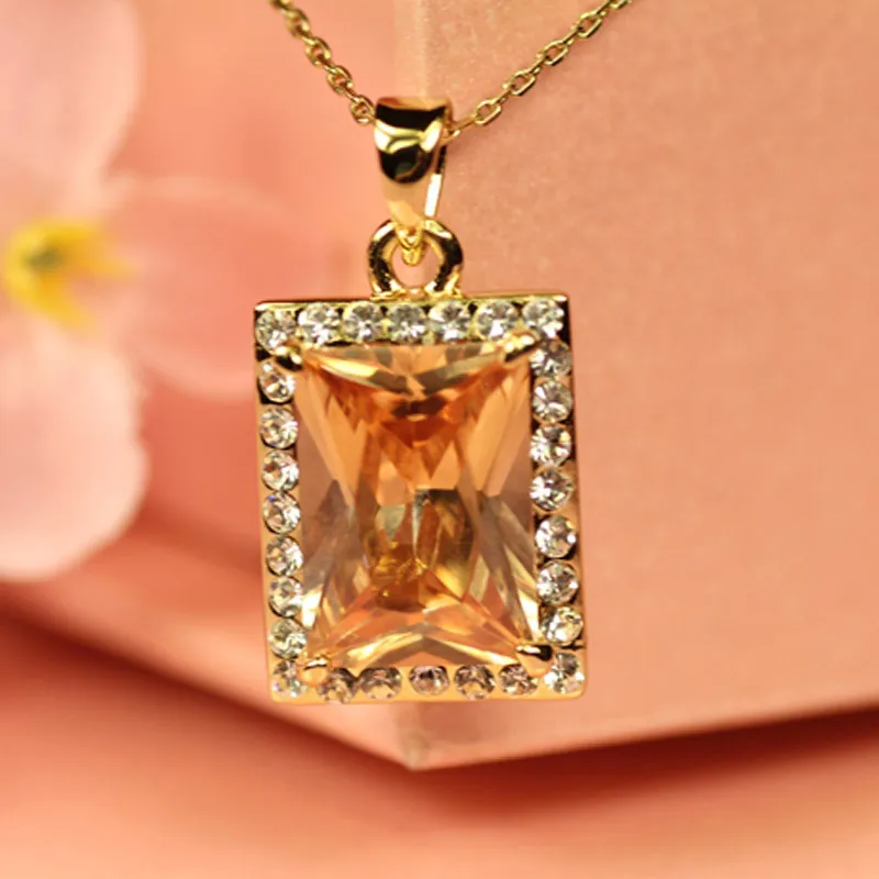 Neoglory стразы aaa циркон светильник на цепочке желтое золото цвет модные ожерелья