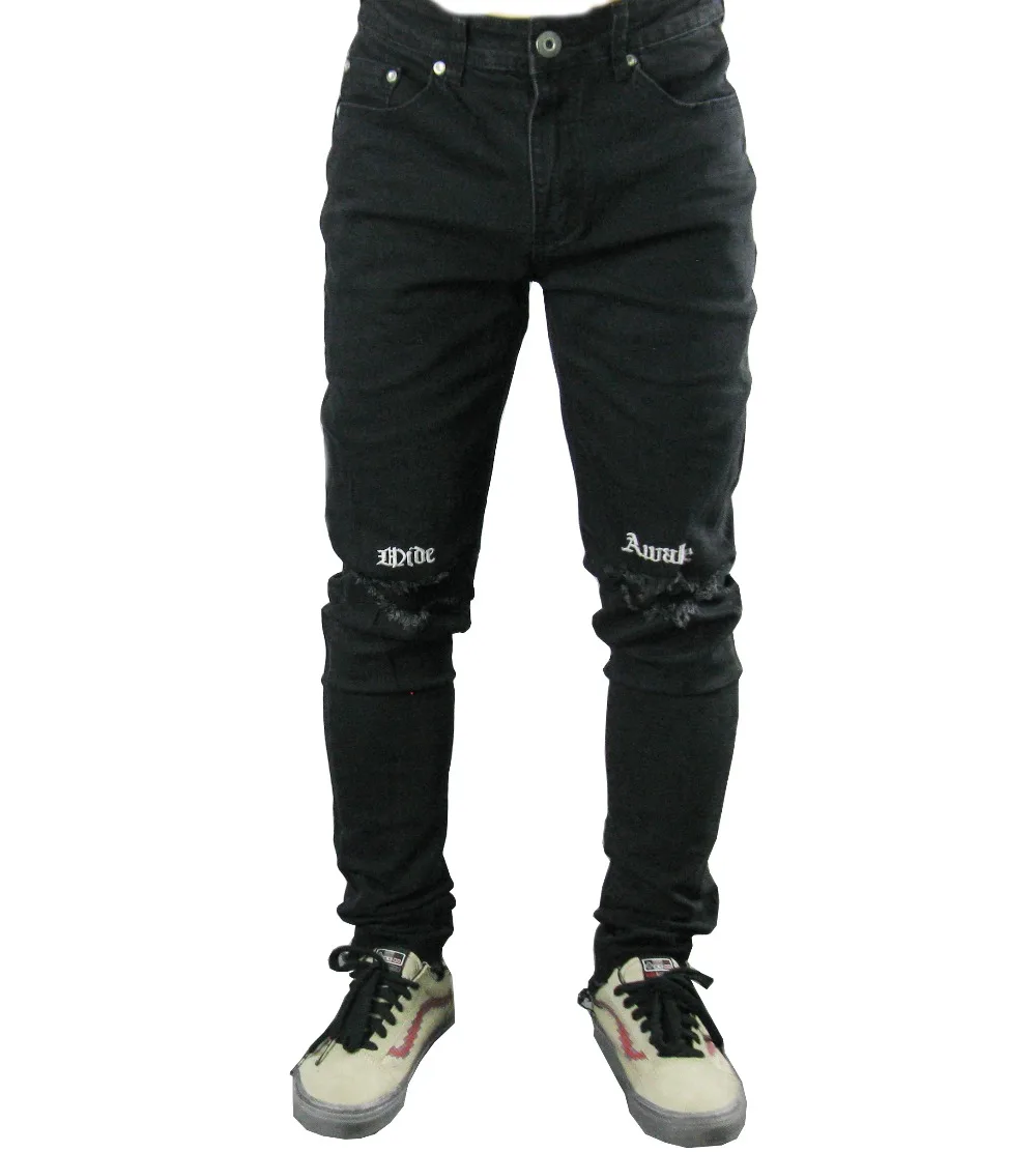 Новинка 2018 модные мужские облегающие джинсы в стиле хип хоп с потертостями на