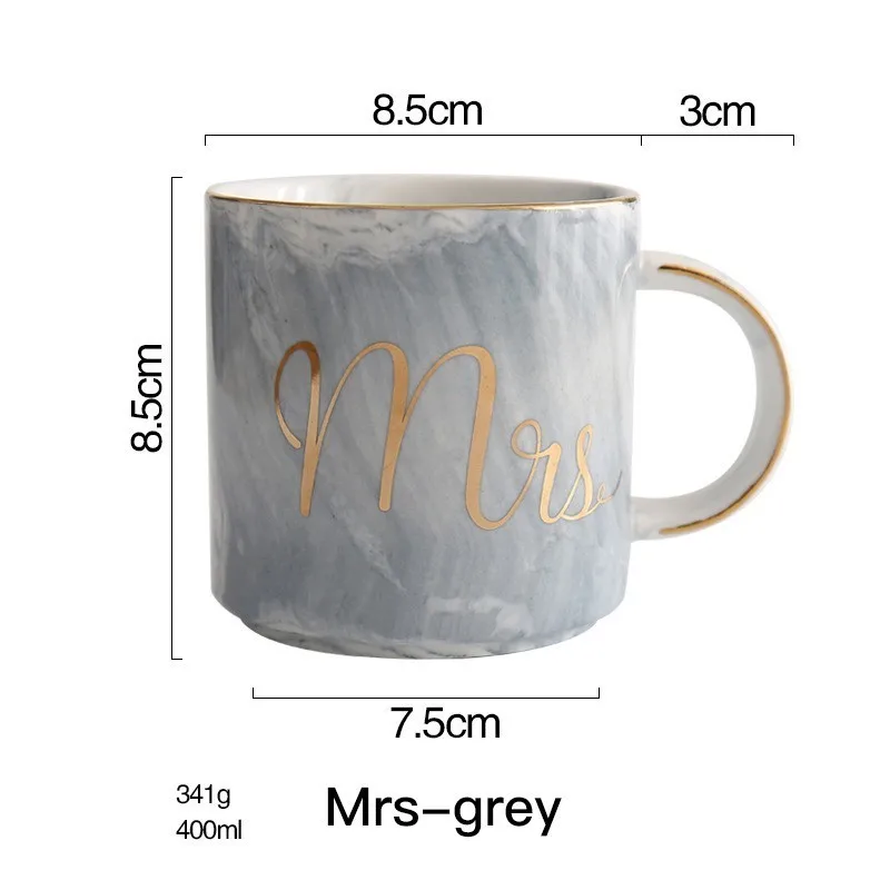 Grey MRS Кофейная кружка для влюбленных, молочная кружка, чайная чашка, Пномпень, керамика, новая оригинальная, для офиса, путешествий, розовый, белый - Цвет: Grey MRS