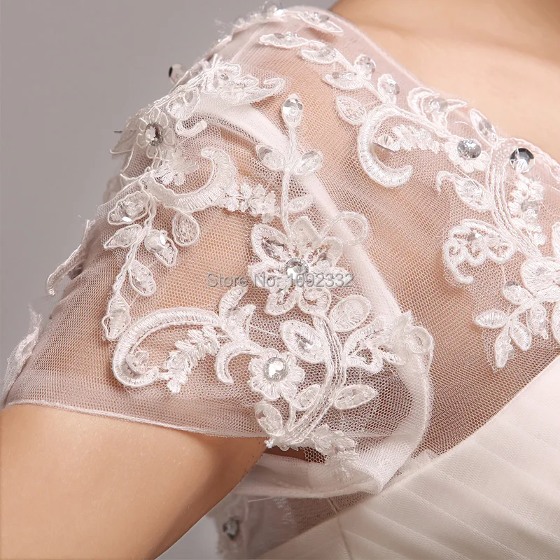 Женское Короткое свадебное платье белое кружевное невесты с коротким рукавом