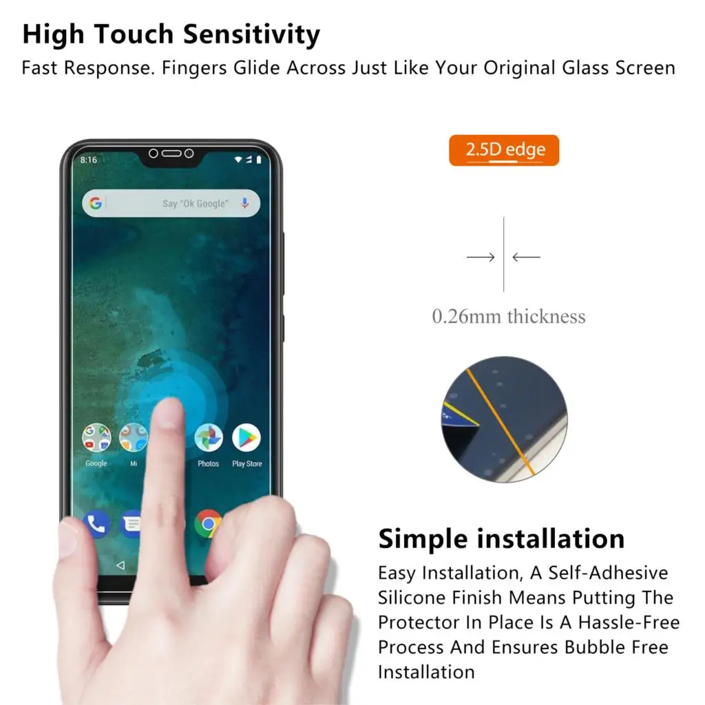 2.5D 0 26 мм 9H Премиум Закаленное стекло для Xiaomi Mi A2 Lite защита экрана Защитная пленка