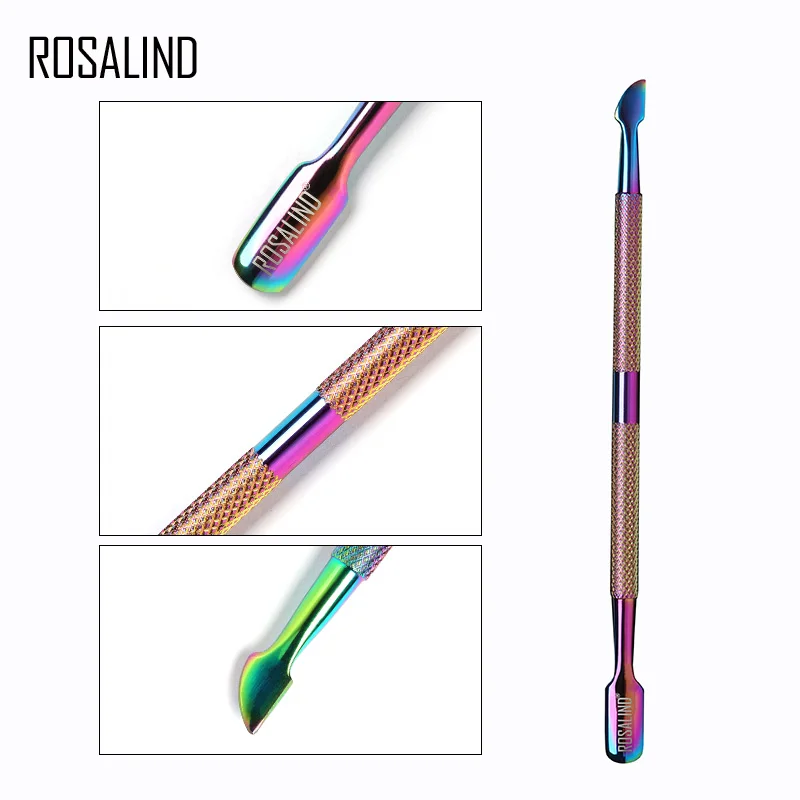 ROSALIND 1 шт. Толкатель для кутикулы Радуга нержавеющая сталь инструменты дизайна