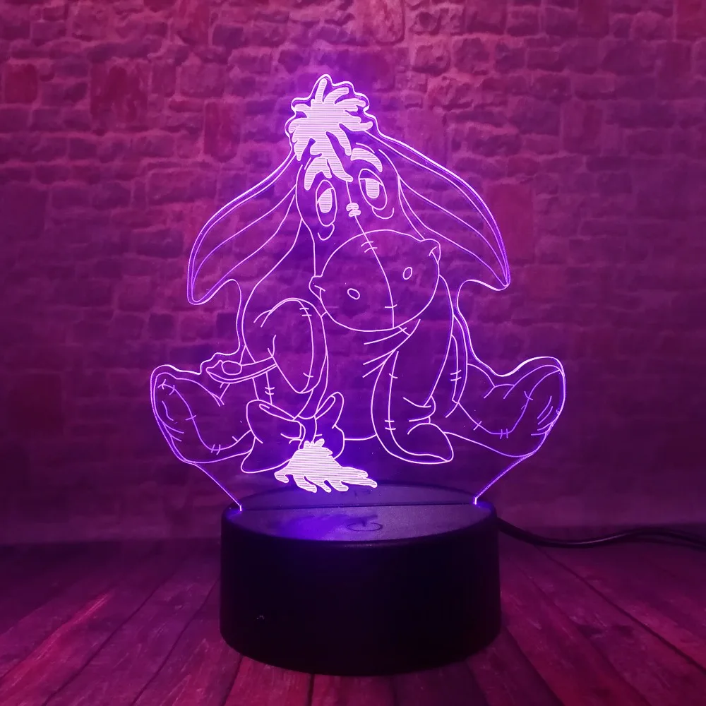 Мультфильм Прекрасный грустный еэйор медведь дисплей 7 цветов изменить USB