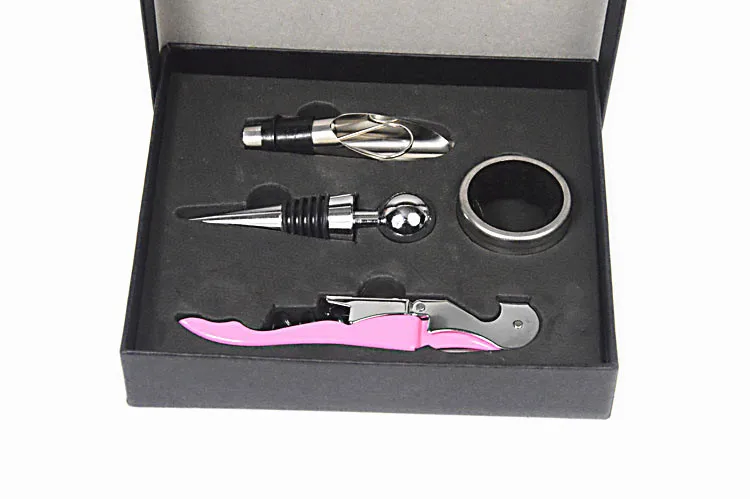 

4 шт./лот открывалка для красного вина из нержавеющей стали, кольцо для вина, вилка для бутылки, нож для гиппокампа, открывалка для вина, винна...