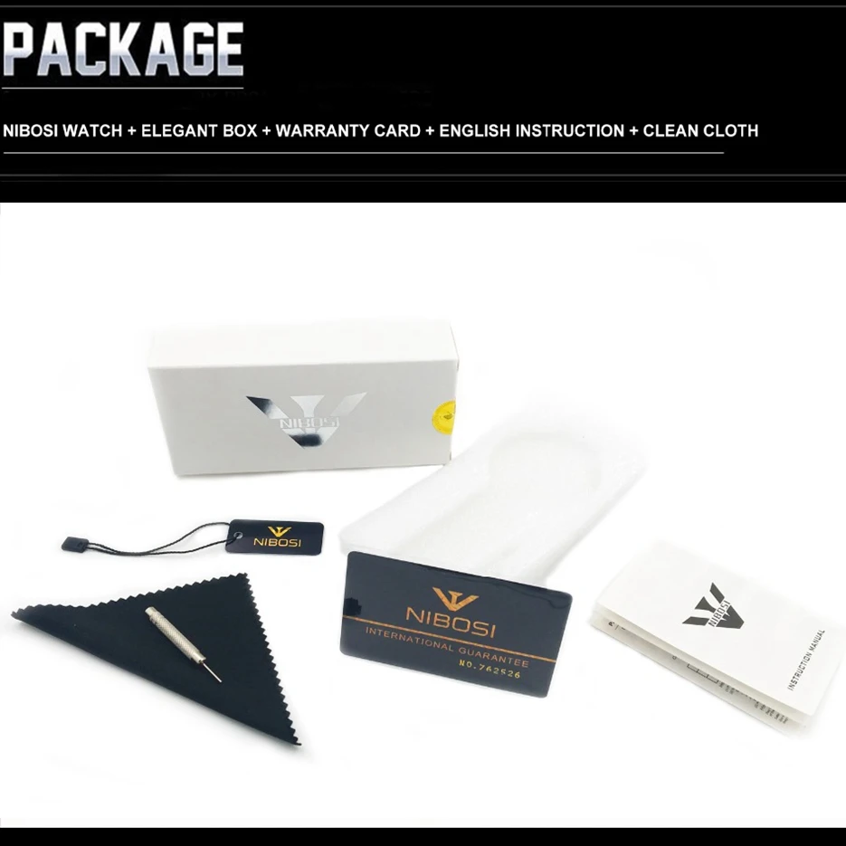 Часы наручные NIBOSI Мужские кварцевые модные повседневные водонепроницаемые