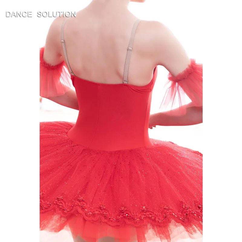 Red Spandex Bodice Pre-professional Ballet Tutu Pancake Dance Costumes Stage Performance Dress for Girl and Woman BLL050 | Тематическая
