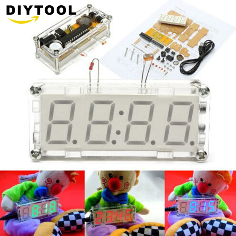 DIY KIT Электронные Часы светодиодный микро Управление Kit цифровые часы время