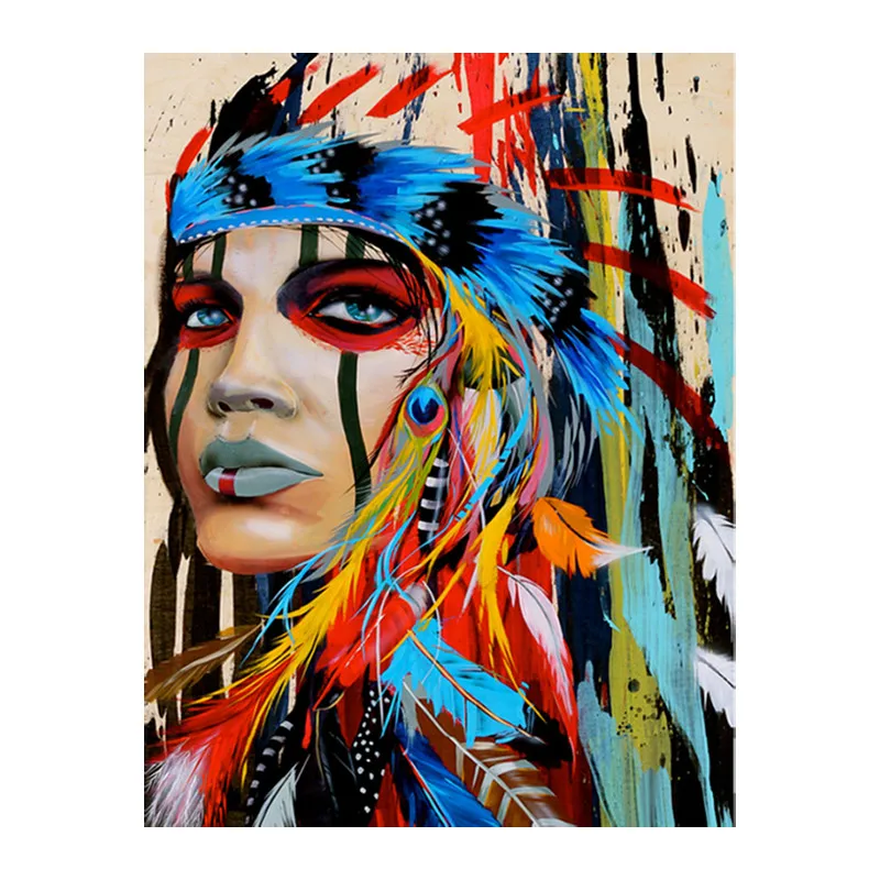 DIY 5D Full Diamond Embroidery Mosaic Picture Indian natives Round Painting Cross Stitch | Дом и сад