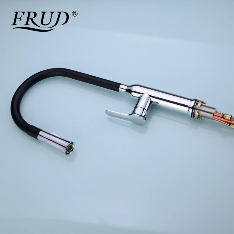 Frud новая кухонная раковина кран выдвижной двойное распылительное сопло черные