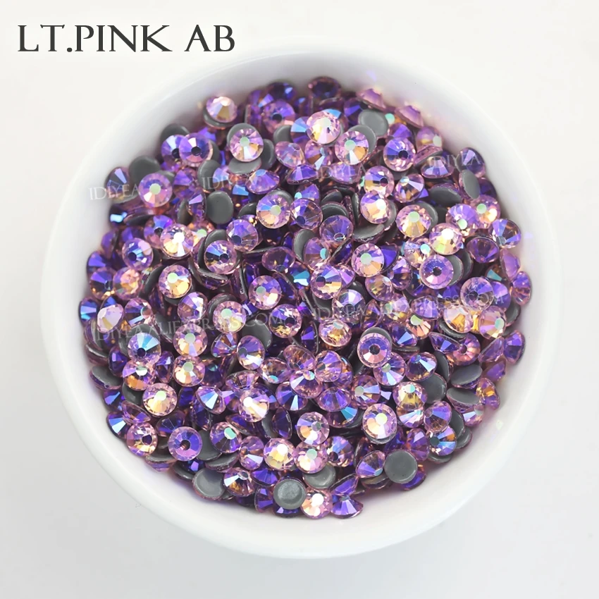Lt.Pink AB Горячая фиксация стразы с плоской задней стороны для платья