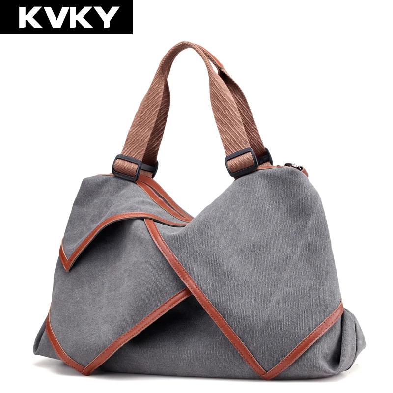 KVKY брендовая модная Холщовая Сумка Женская сумка Лоскутная Повседневная Дамская