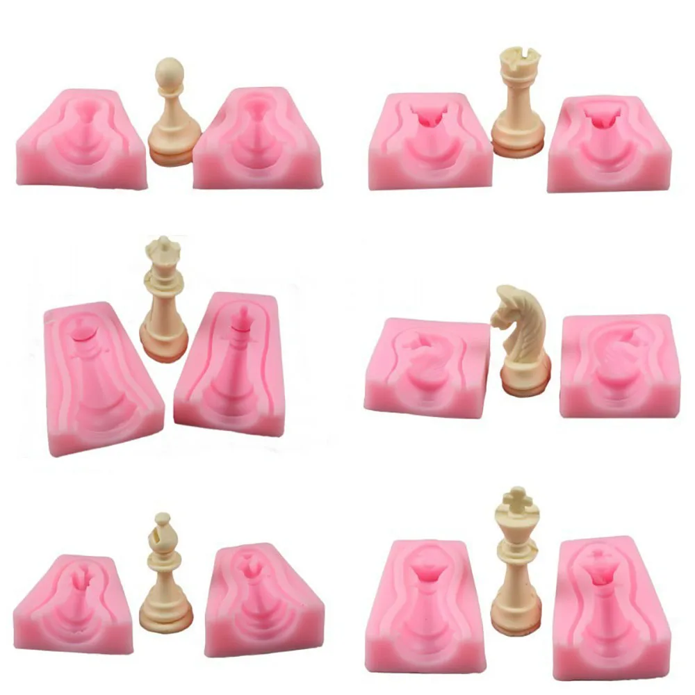 

GODWJ 6 Piece Set 3d Chess Silicone Cake Mold Fondant Mold DIY Handmade Non-stick Soap Chocolate Mold Cake Decorating Tools