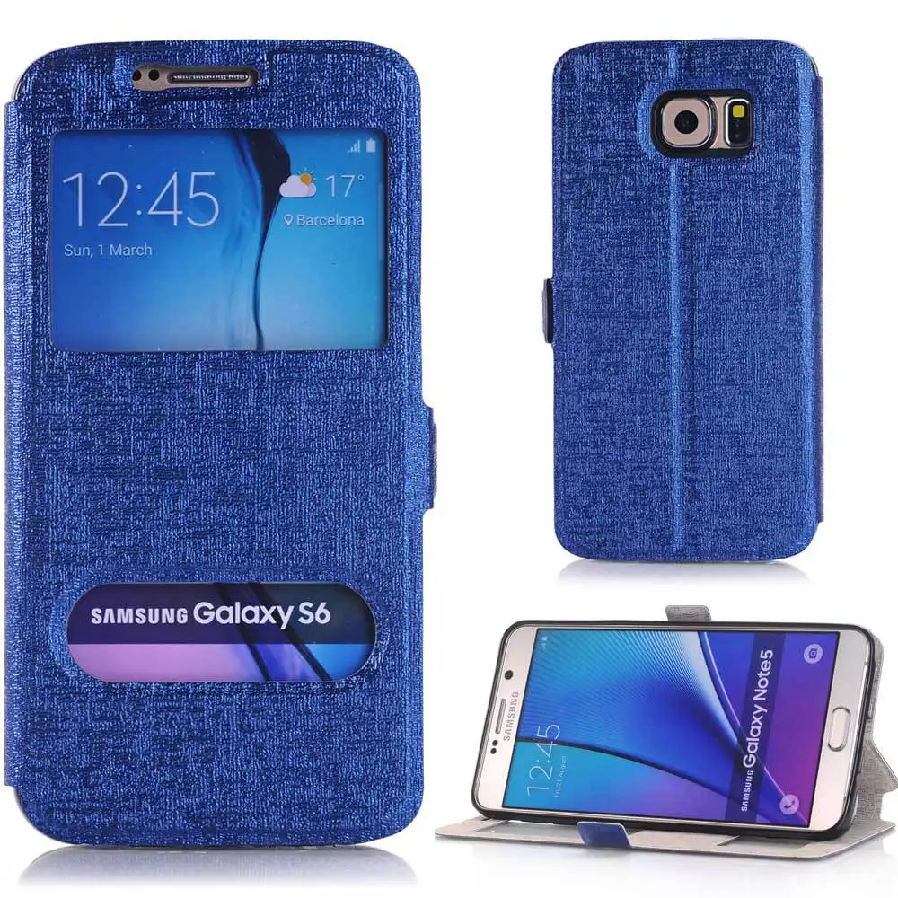 For Galaxy S6 Cases Luxury PU Leather Flip Case Samsung G9200 View Window Full Protective Back Cover |