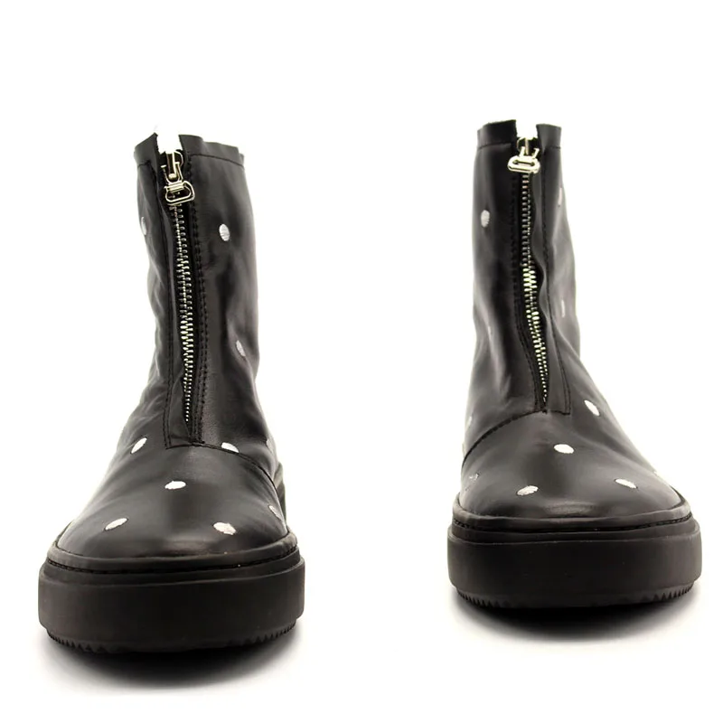 Ботильоны мужские с вышивкой в горошек модельные полусапожки из натуральной