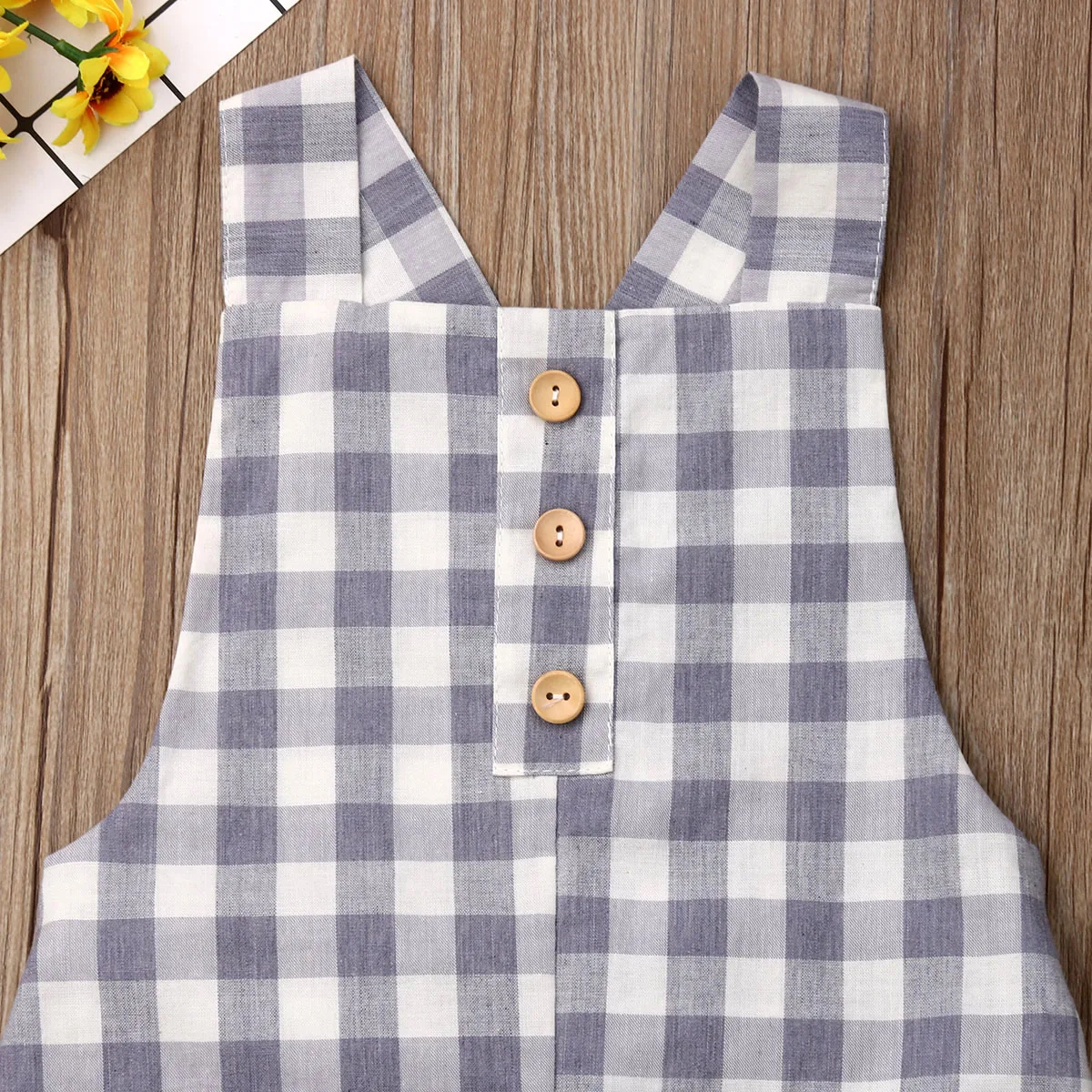 Новое поступление Модный милый клетчатый комбинезон для новорожденных девочек