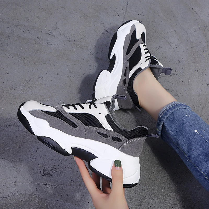 Фирменный дизайн женские кроссовки на толстой платформе со шнуровкой новые