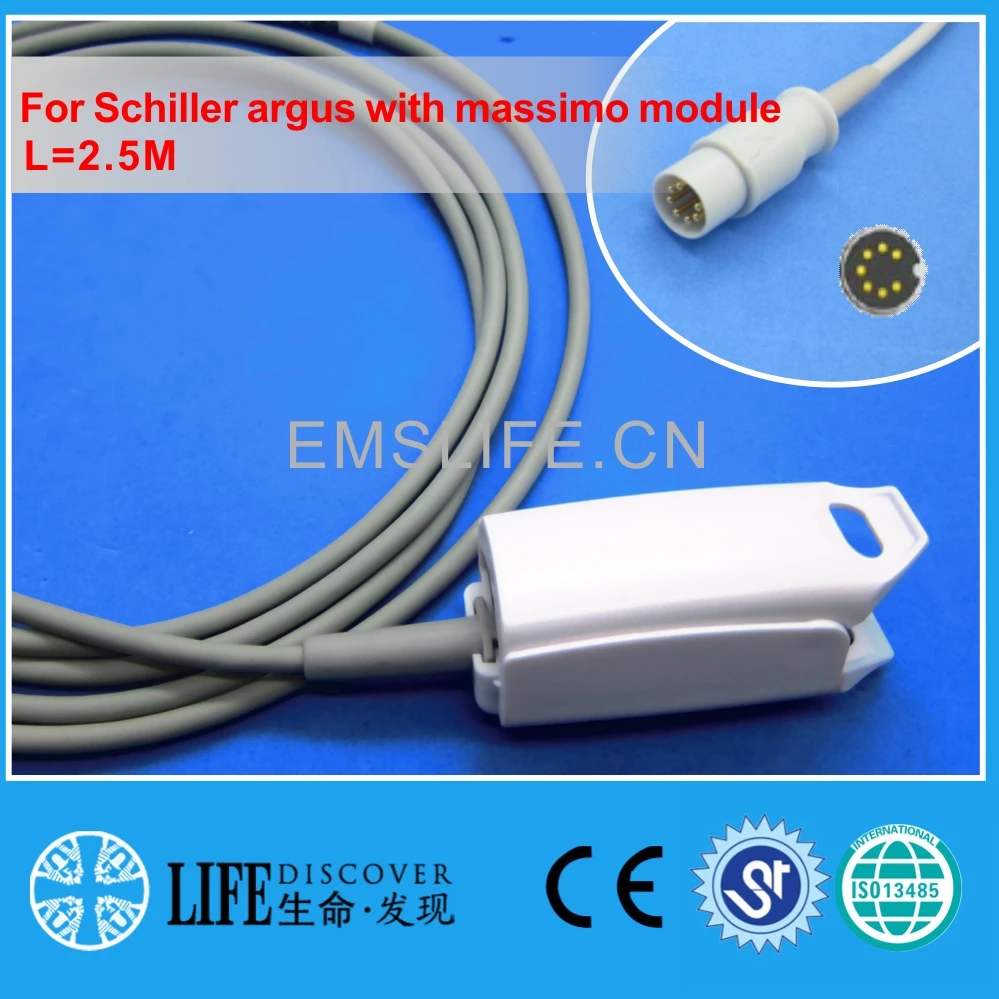 

Long cable AWT adult finger clip spo2 sensor For schier argus with massimo module