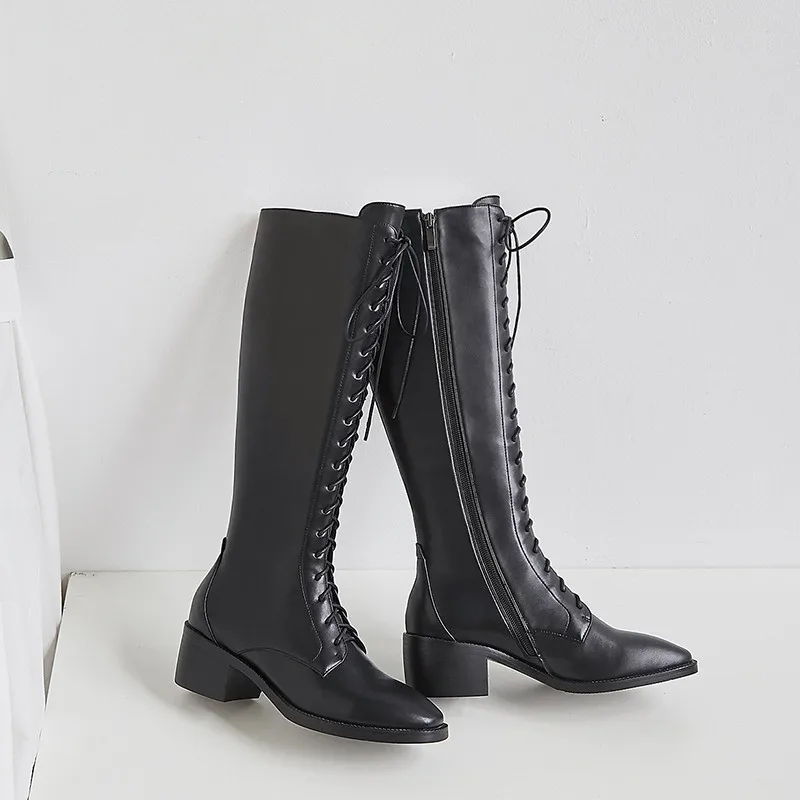 Женские сапоги до колена Masgulahe осенне зимние из натуральной и искусственной кожи