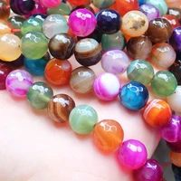 faceted 12mm multi color stripe agates round loose beads 15for diy jewelry making we provide mixed wholesale for all items