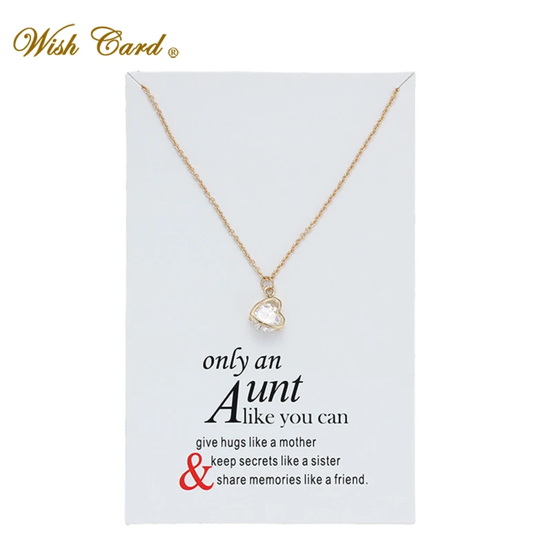 Модное ожерелье с сердечком и кристаллами Wish Card для женщин ювелирные изделия
