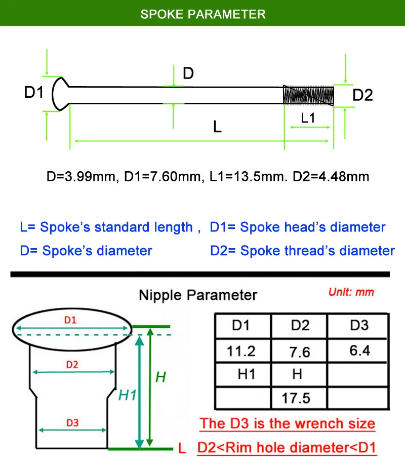 20 шт./партия Детские спицы и колпачки из нержавеющей стали|Велосипедная спица| |