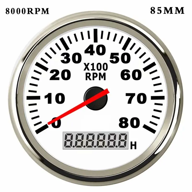 8000rpm 85 мм/52 мм лодочный тахометр с ЖК-дисплеем 4000/6000/8000 об/мин Тахометр для дизельного бензинового двигателя Морской автомобиль Тахометр - Цвет: 8000rpm