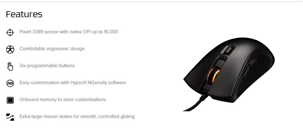 Игровая мышь kingston HyperX Pulsefire FPS Pro dpi 16000 RGB, проводная профессиональная геймерская мышь Pixart 3389, мыши для ноутбука