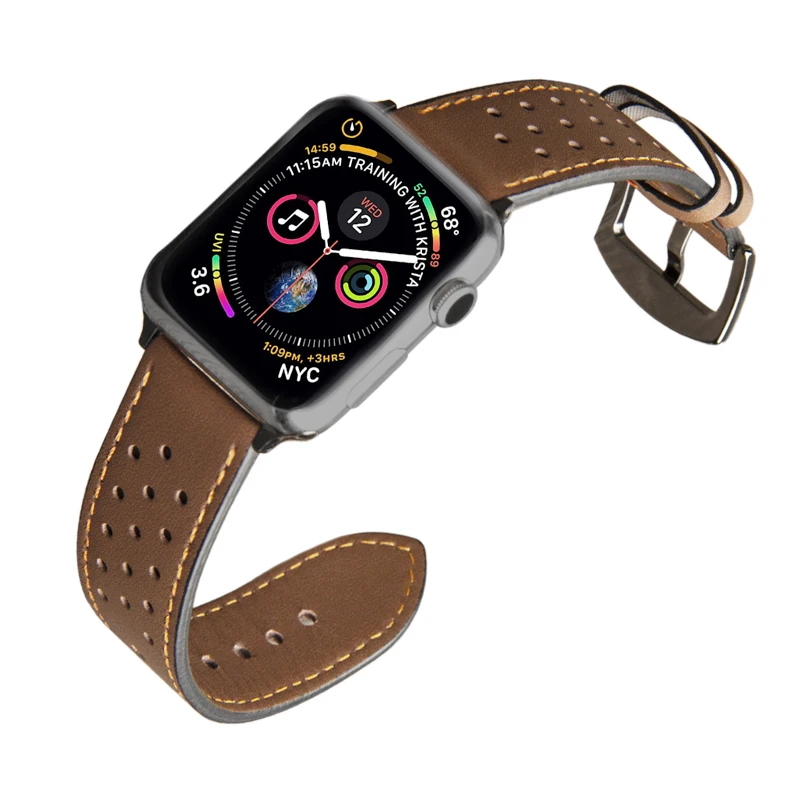 QIALINO роскошный кожаный ремешок для iWatch 1/2 спортивные Нержавеющая сталь Pin с