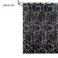 zhuo mo upgrade black circle style bathroom shower curtain thick waterproof polyester mildew proof bath tub curtain with hooks