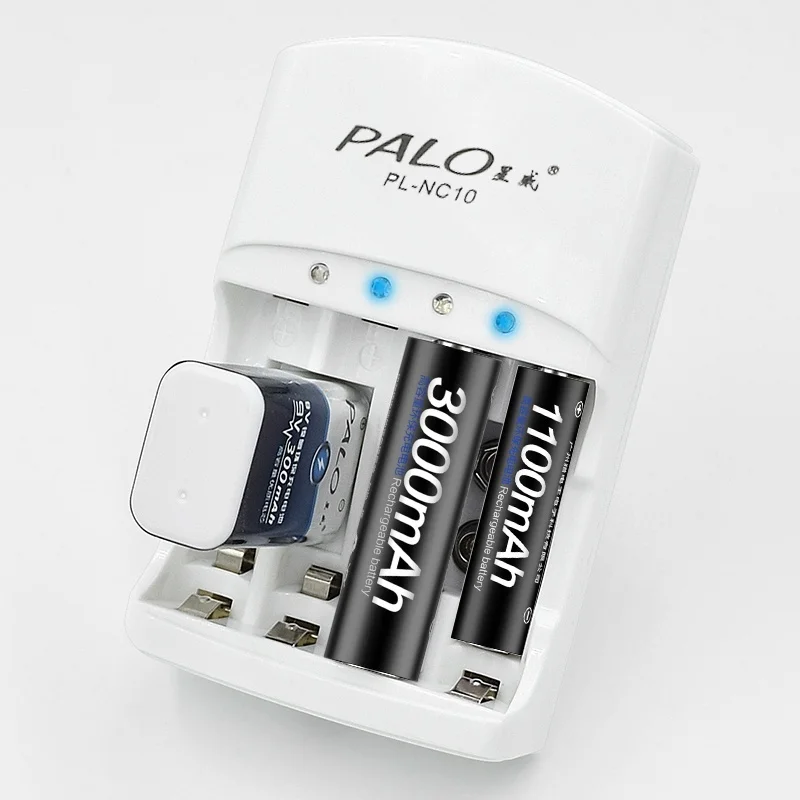 Бесплатная доставка PALO 4 слота Смарт зарядное устройство для AA/AAA 9V Ni MH CD