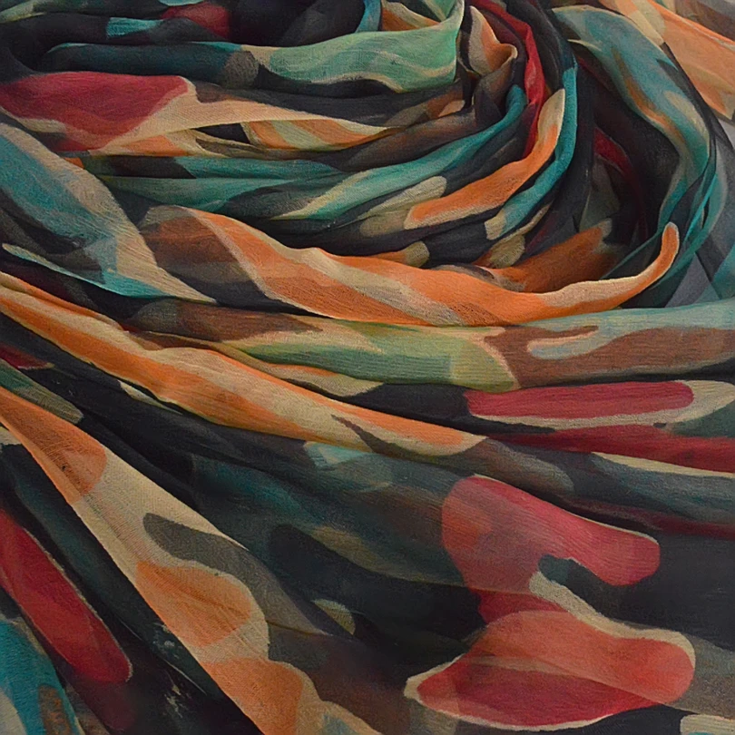 New Blue Orange Silk Scarf Printed 2016 Brand 100% Pure Scarves Wraps Spring Autumn Female Large Size Long |
