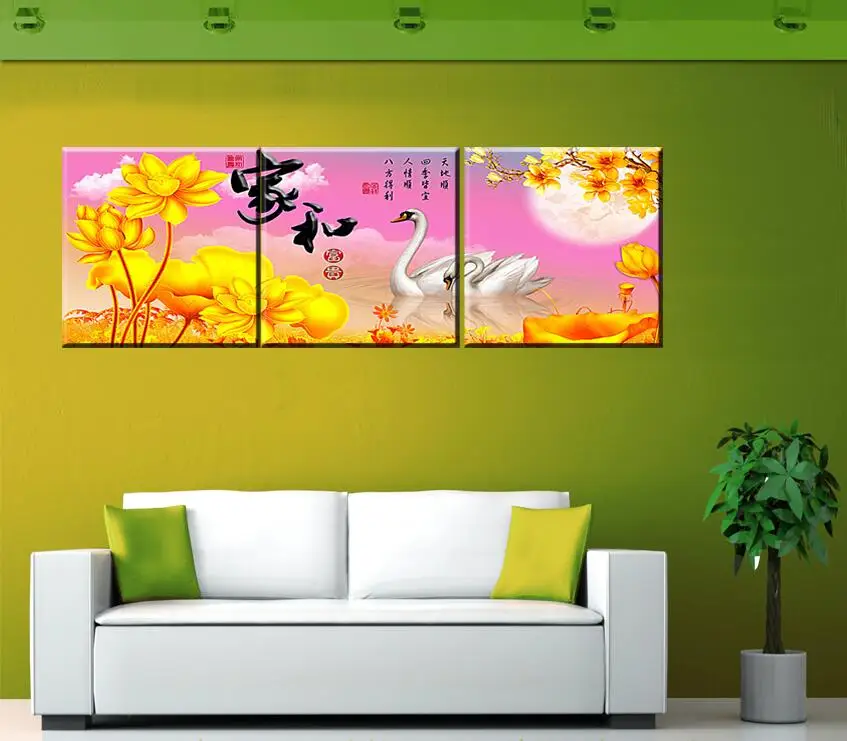 3 шт. декоративные картины на холсте лебедей|paint on canvas|art picturesmodern wall painting |
