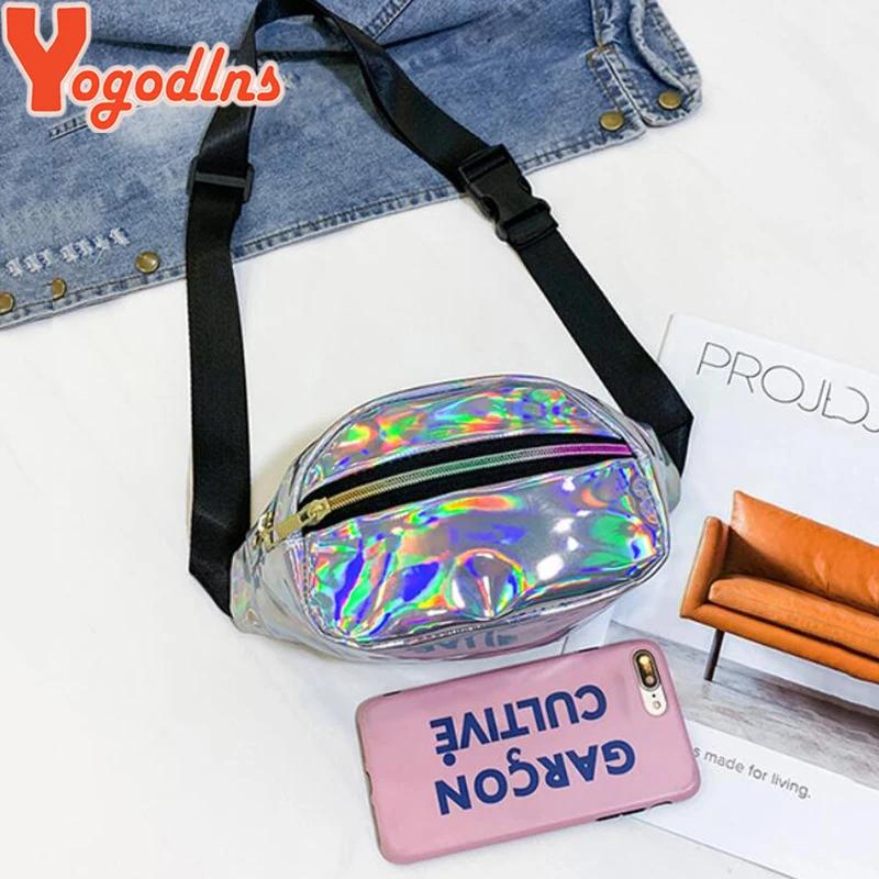 Yogodlns голографическая забавная сумка, лазерная сумка на пояс, Женская поясная сумка, голограмма, кошелек, модная нагрудная сумка