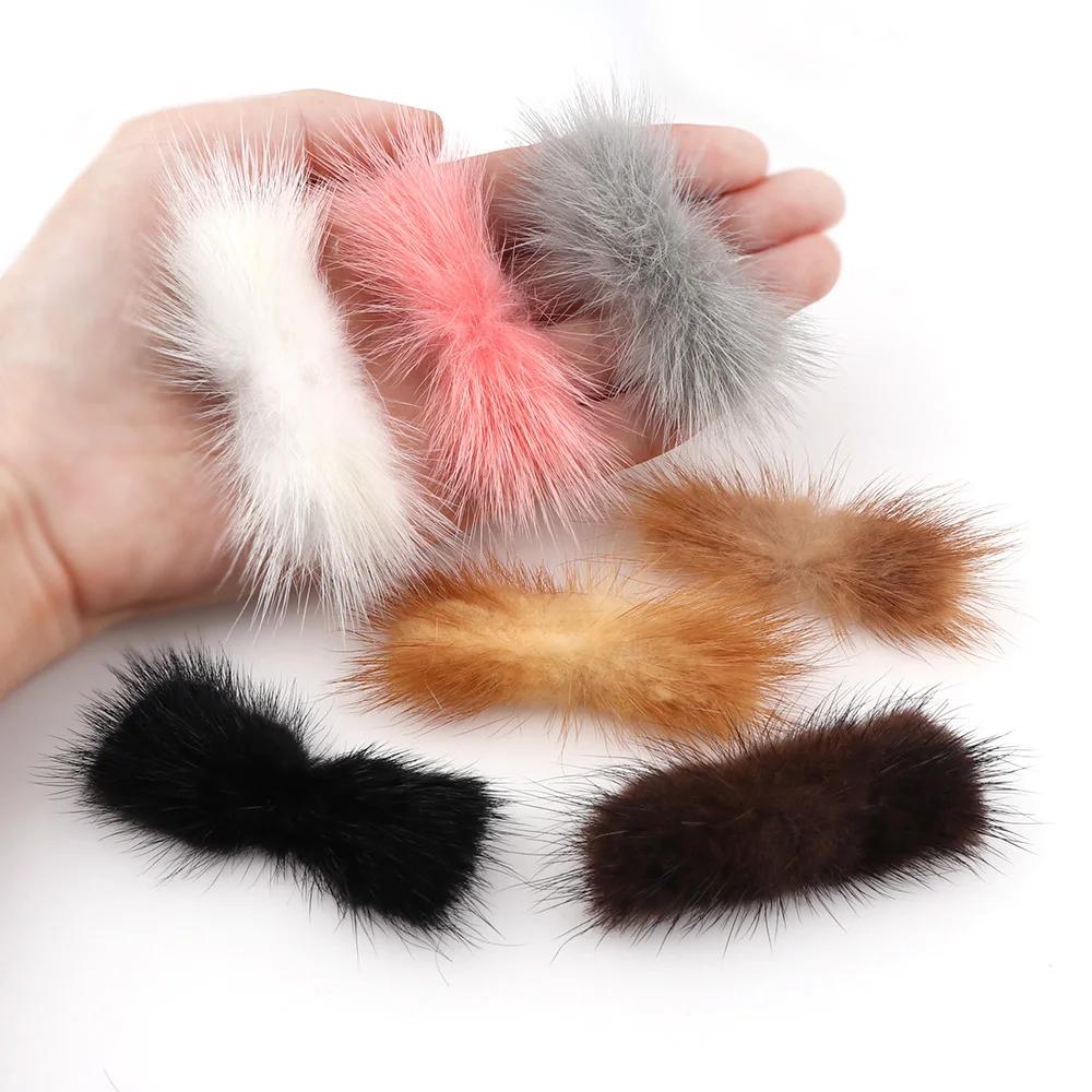 

2Pcs 7 Colors Mink Pompoms Bowknot For Sewing On Knitted Key Chain Scarf Shoes Hats Fur DIY Crafts Hair Accessories