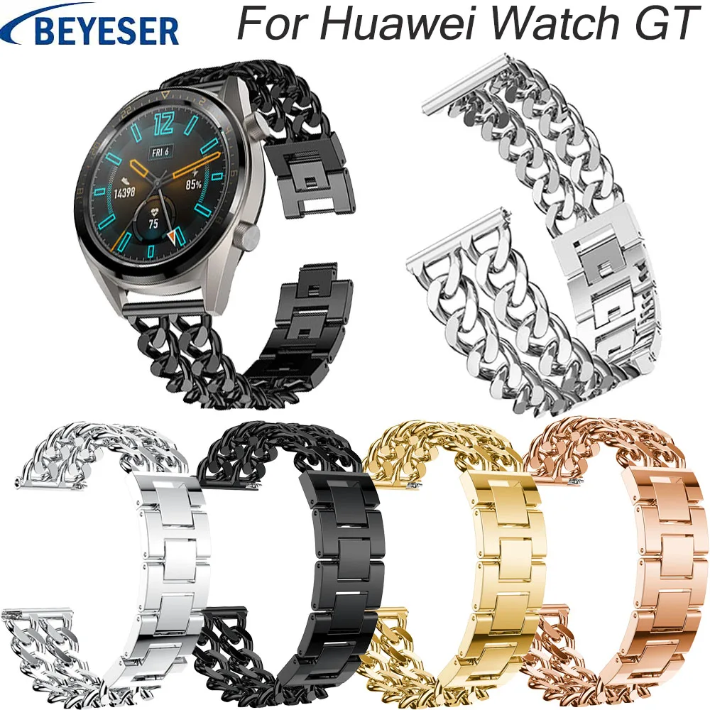 Металлический браслет из нержавеющей стали для Huawei watch GT ремешок galaxy 46 мм gear s3