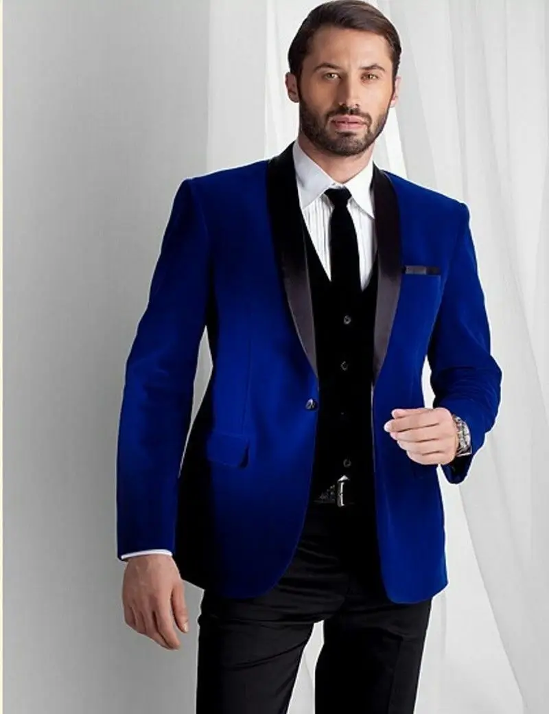 

Royal Blue Men's Suits Slim Fit Blazer Groom Wedding Business Party Prom Coat