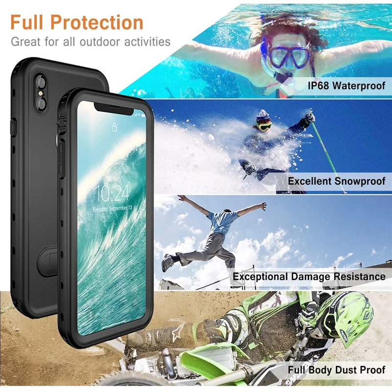 100% реальные Водонепроницаемый чехол для iPhone XR XS Max противоударный бассейн