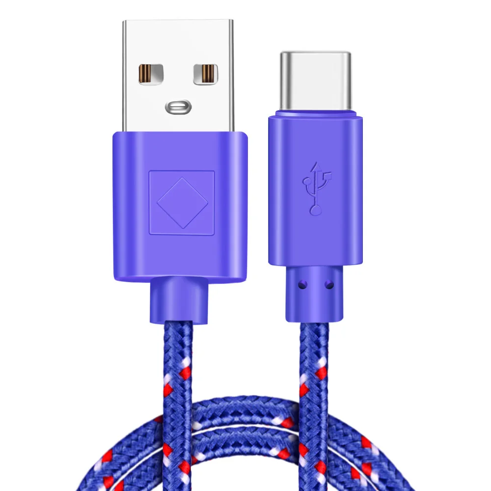 Быстрая зарядка type-C USB C кабели для мобильных телефонов 1 м/2 м/3M USB C кабель Быстрая зарядка для samsung S10 Plus huawei кабель с нейлоновой оплеткой - Цвет: Purple For Type C