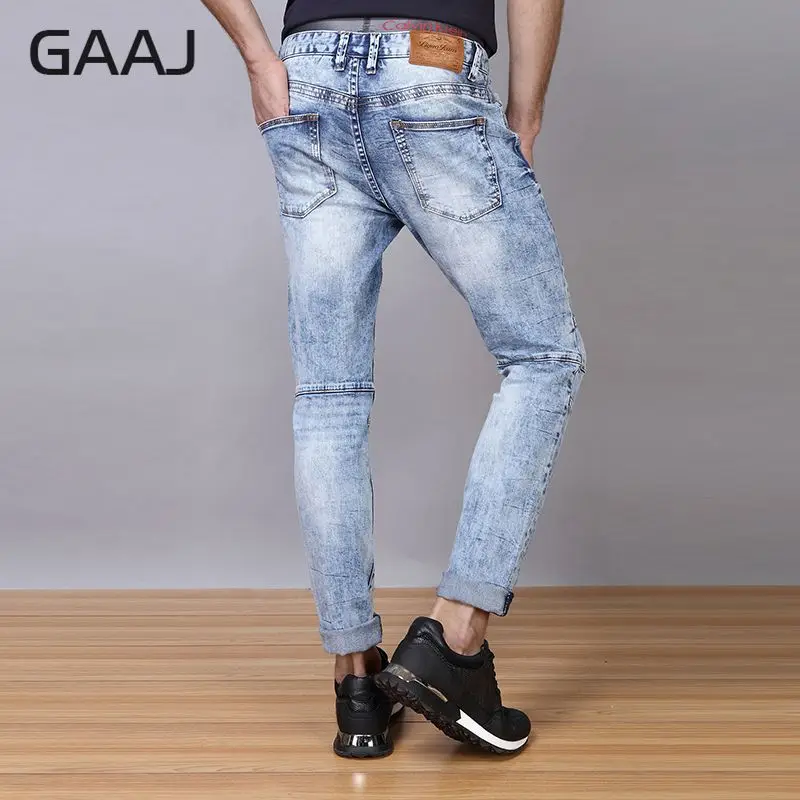 Новинка 2019 мужские джинсы высокого качества брендовые Выбеленные прямые