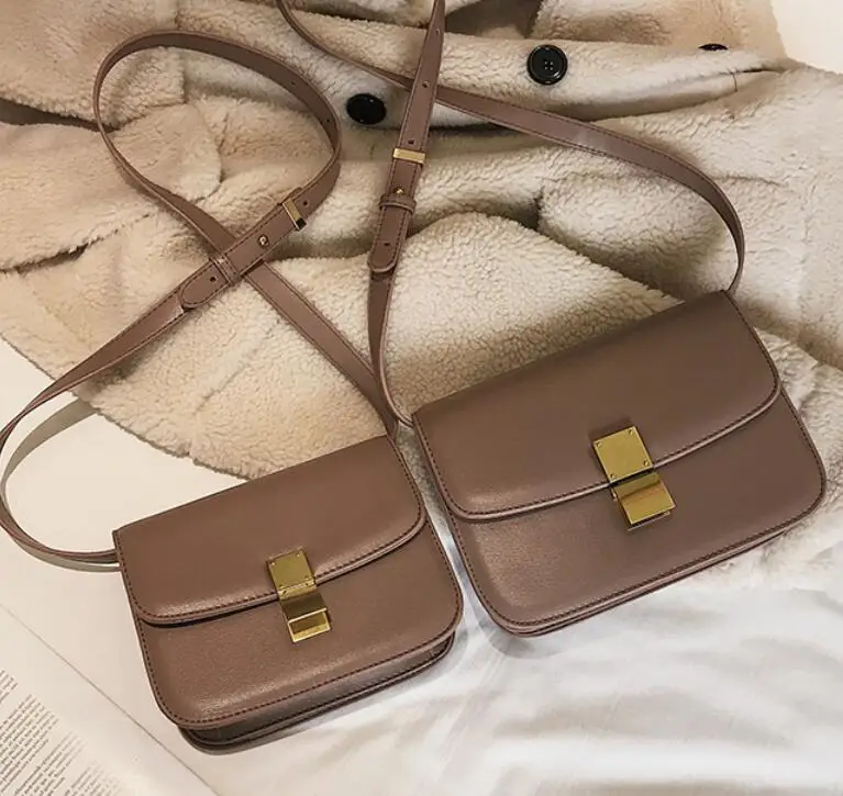 2 bags Khaki Роскошная брендовая сумка Новая модная простая квадратная сумка Качественная из искусственной кожи женская дизайнерская сумка сумки-мессенджеры через плечо с замком - Цвет: 2 bags Khaki