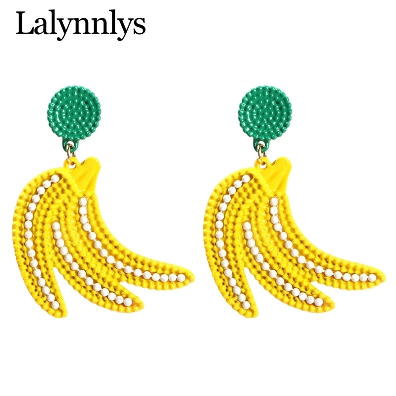 Lalynnlys Cute Cherry Watermelon Pineapple Drop Earrings New Fashion Rhinestone Fruit Dangle Earrings Ear Accessories Hot E60491