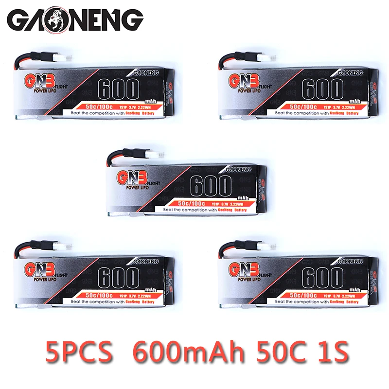 5 шт. аккумулятор Gaoneng GNB 1S 600 мА/ч 3 7 V 50C/100C 51005 штепсельной вилки разъём для Lipo