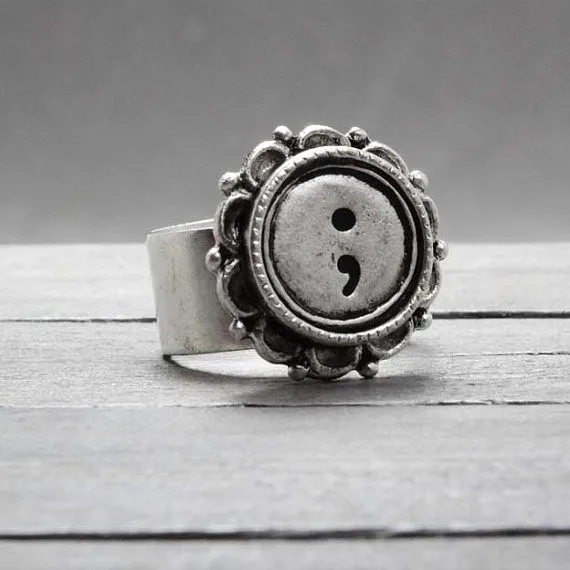 Semicolon Rings Alloy My story isn't over yet Jewelry handstamped rings Suicide Awareness YLQ0302 | Украшения и аксессуары