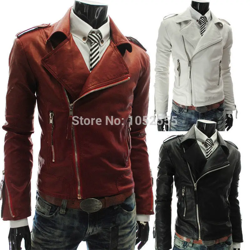 HOT !2014! NEW fashion Men's Slim Top Designed Sexy PU Leather Short Jacket Coat Size M~XXL MN27|coat cotton|coat lambcoated film |