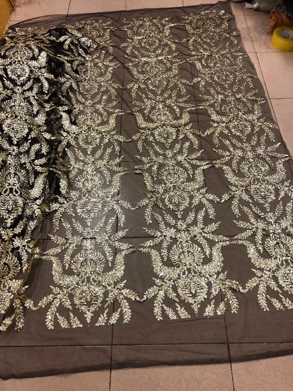 Женский новый дизайн блестящая кружевная ткань для вечерние цвета шампанского с