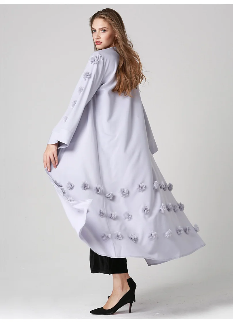 Элегантное мусульманское abaya арабское турецкое платье кардиган с аппликацией в