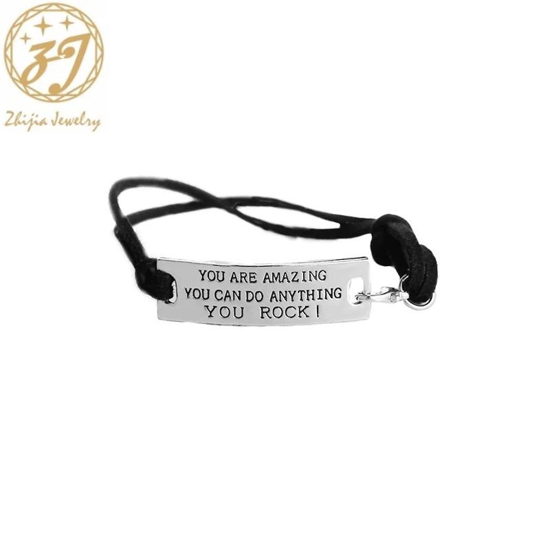 Zhijia, вы удивительны, вы можете сделать что угодно, просто круглые браслеты, кожаный браслет с надписью Zhijia, вы удивительны, вы можете сделать что угодно, просто круглые браслеты, кожаный браслет с надписью