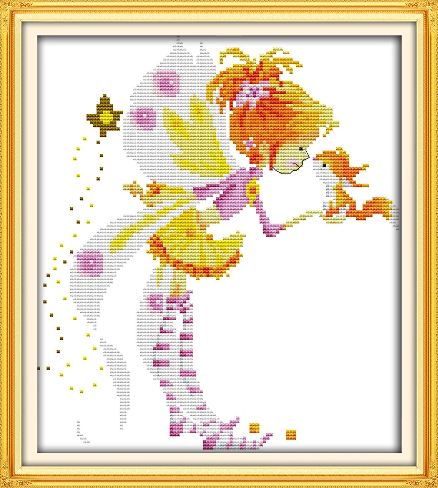 Набор для вышивки крестиком маленькая девочка с белкой мультяшный Рисунок 14