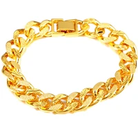 solid bracelet link chain yellow gold filled star frosted wrist bracelet for women men
