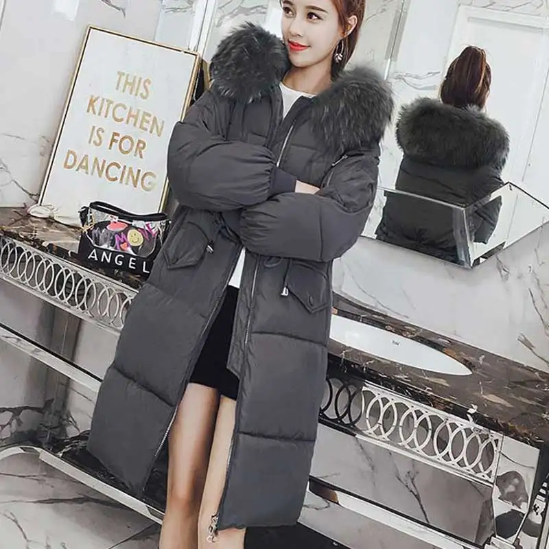 2018 women winter hooded warm coat plus size candy Down cotton padded basic Parka female medium-long jaqueta feminina thickening
